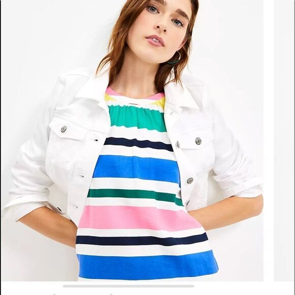 Loft Striped Halter Dress whisper white Small NWT in packaging - Picture 3 of 8